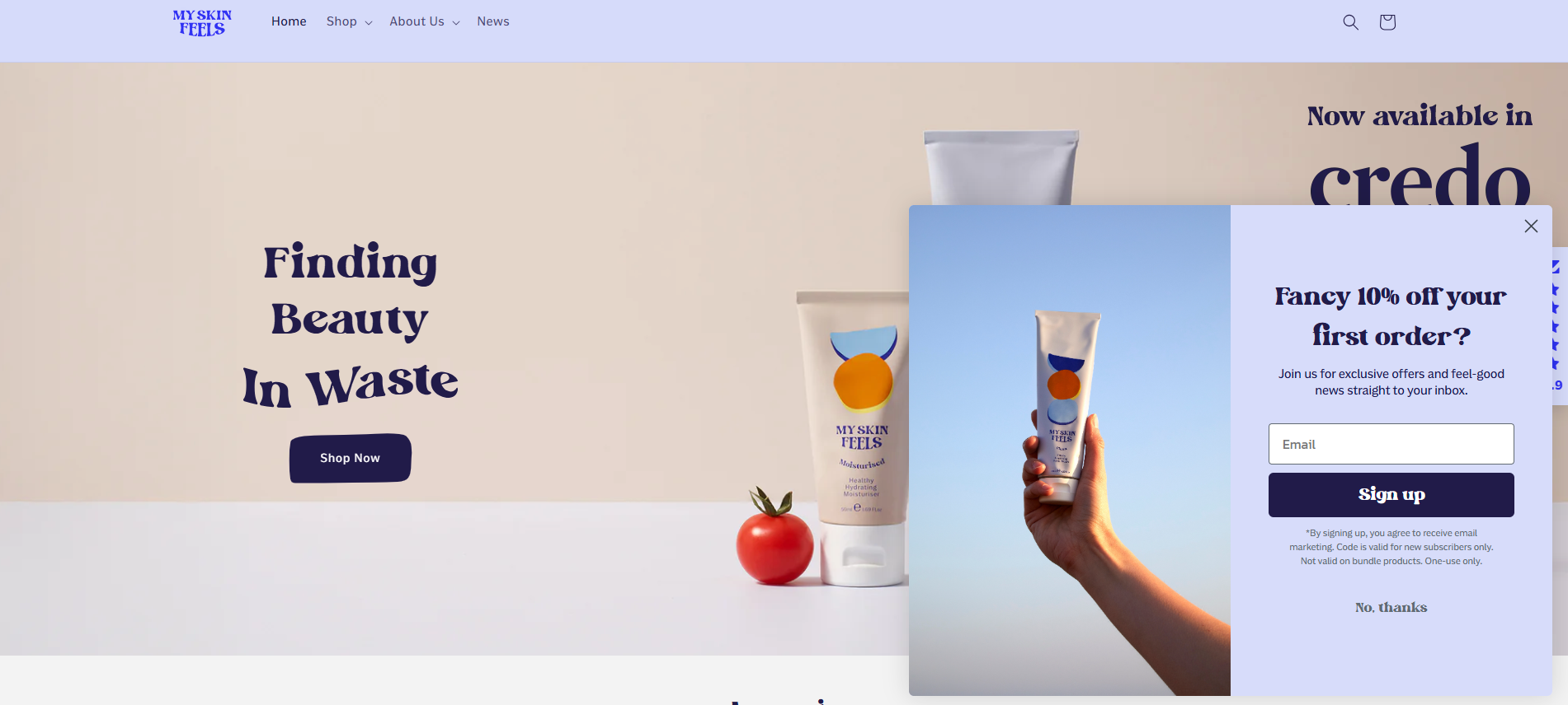 My Skins Feels's pop-up