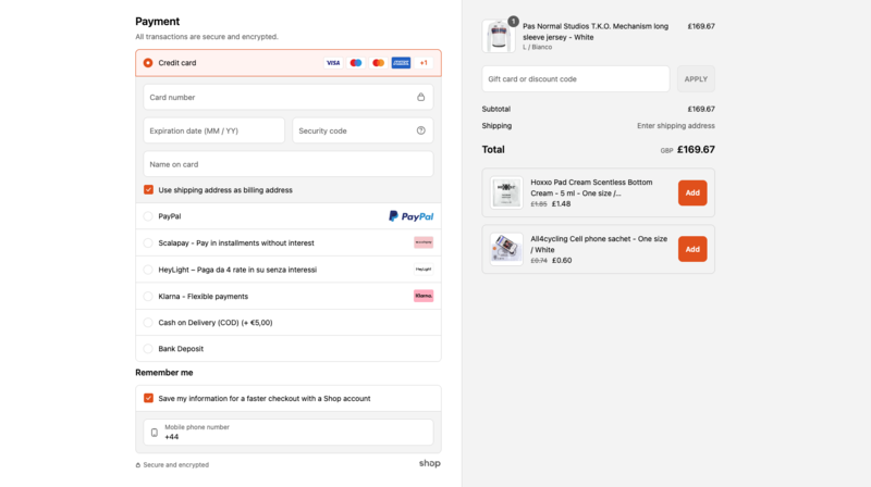 All4cycling checkout page
