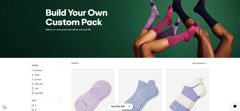 Bombas Build Your Own Custom Pack page