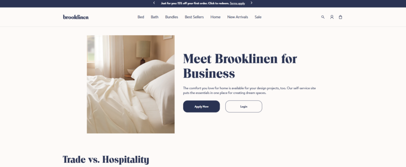 Brooklinen b2b page